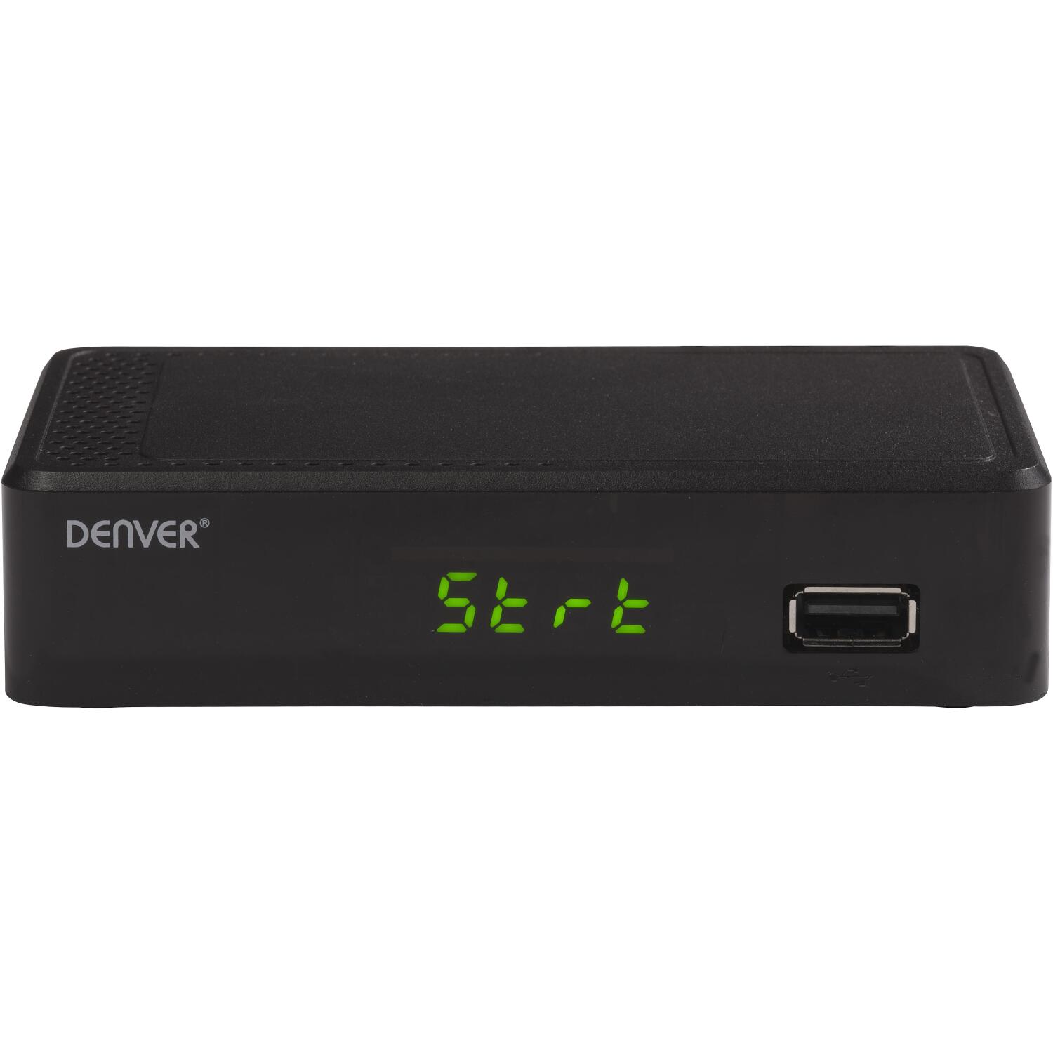 Denver televizora resīveris DTB-148 110131120120, DVB-T2 H.265, HDMI, Scart, koaksiālais, RF, LAN, USB, EPG, Dolby Digital, HE-AAC (110131120120)