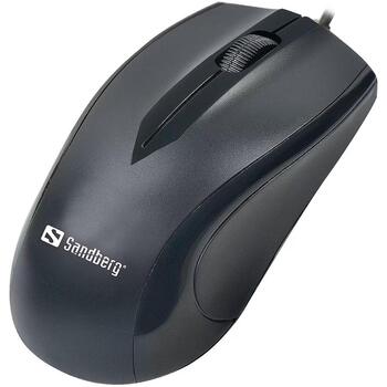 Sandberg USB мышь 631-01, 1 шт., 1200 DPI, 1,5 м, Оптическая, USB Type-A, 3 кнопки, Черная, RoHS (631-01)