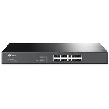 Сетевой коммутатор 16 × Gigabit RJ45 неуправляемый TL-SG1016 16 × 10/100/1000 Mbps Auto MDI MDIX рэковый монтаж Черный TP-Link (TL-SG1016)