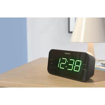 Philips радиобудильник TAR3306/12, FM, 87,5-108 МГц, 20 станций, 2 будильника, таймер сна, LED-дисплей, черный (TAR3306/12)
