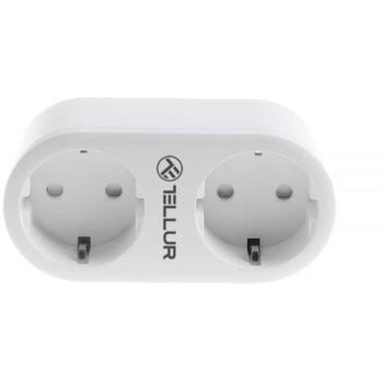 Tellur умная розетка TLL331061, 16A, 2400W, 2 x Schuko независимое управление (TLL331061)