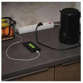 Emos Удлинитель P1523CU, 3м, 5× 2P + PE, 3680W, с выключателем, белый, 1× USB-A, 1× USB-C (P1523CU)