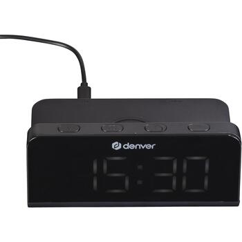 Denver Galda pulkstenis ECQ-103MK2 111131300070, melna, USB Type-C, digitālā ciparnīca, modinātājs (111131300070)