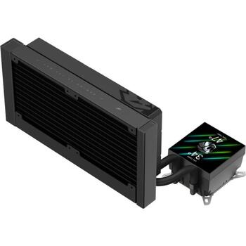 Gamemax procesora šķidruma dzesētājs GLACIER 240 LCD BK, 240mm, 85.82 cfm, TDP līdz 280W, ARGB ventilators (GLACIER 240 LCD BK)