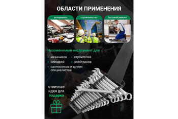 Rockforce RF-5161MP Набор комбинированных ключей, 16 шт, 6-24 мм, CrV, прямой, антикоррозийный (RF-5161MP)
