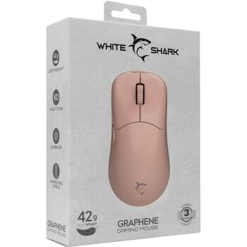 White Shark Vadu spēļu pele GRAPHENE-P, 6200 DPI, 6 pogas, 1.5 m, USB 2.0, rozā (GRAPHENE-P)