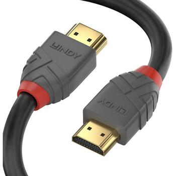 Lindy HDMI кабель 36962, 1 м, 18 Гбит/с, 4096 x 2160, 2.0, прямой разъем, золотые контакты, PVC, черный/серый (36962)