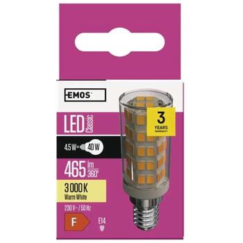 Emos LED лампочка для вытяжки ZQ9140, 4,5 Вт, 465 лм, теплый белый, E14, 3000 K, 30 000 часов (ZQ9140)