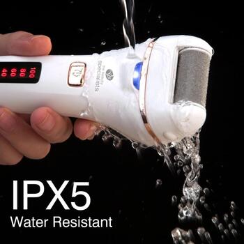 Rio Устройство для ухода за ногами PEDI4-EU/1.5, 60 сек, белый, 5ч, IPX5, USB зарядка, LED дисплей, 2 насадки (PEDI4-EU/1.5)