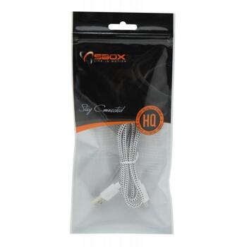 Sbox USB кабель USB-1031W, 1м, USB A M, microUSB M, 480 Mbit/s, оплетка, белый (USB-1031W)