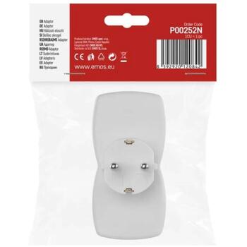 Emos Адаптер 2x Круглый P00252N, 2x2P+PE, 3680W, IP20, Белый, Защита от детей (P00252N)