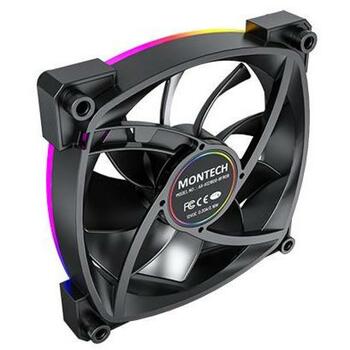 Montech Datora korpuss ventilators AX120PWM KODS, 120mm, 720-1760RPM, 1x9 lāpstiņas, 27dB, 1.8mmH2O, RGB apgaismojums (AX120PWMBLACK)