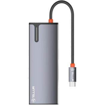 Tellur USB-C хаб TLL321061, 5V/3A, 15V/3A, 20V/5A, 20V/5A PD3.0 100W, 4K 30Hz, 5 портов (TLL321061)