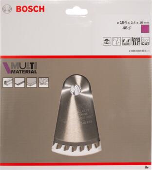 Ripzāģa disks 184x16 mm Multi material, Rokas ripzāģiem PRO MULTI MATERIAL RIPZĀĢA ASMENS, 2608640815, BOSCH (2608640815)