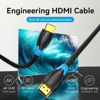 Vention HDMI kabelis 0.75M AACBE, 4K 60Hz, 18 Gbit/s, 3D, zelta savienotāji, melns (AACBE)