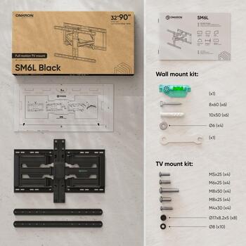 Onkron televizora stiprinājums SM6L-B, 32-90 collu, maksimālā slodze 50 kg, VESA 200x200-600x400 mm, slīpuma leņķis -10° līdz +5° (SM6L-B)