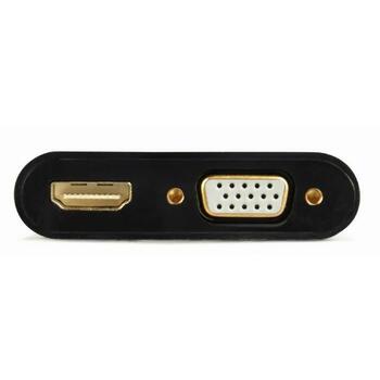 Gembird адаптер HDMI на HDMI/VGA, A-HDMIM-HDMIFVGAF-01, 2 HDMI, 1 15pin D-sub, 3.5 мм стерео выход (A-HDMIM-HDMIFVGAF-01)