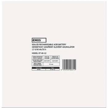 Emos SLA Аккумулятор B9684, 12 V, 40 Ah, AGM, T1 – M6, 13,05 кг, 196 × 166 × 175 мм, 5 лет, без обслуживания, ИБП (B9684)