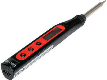 Yato портативный цифровой паяльник YT-82490, 18-65 W, 90-480 °C, T12, OLED, USB Type-C, 5-10 с, 3 А, 24 В пост. тока, ±2 °C, QC/PD (YT-82490)