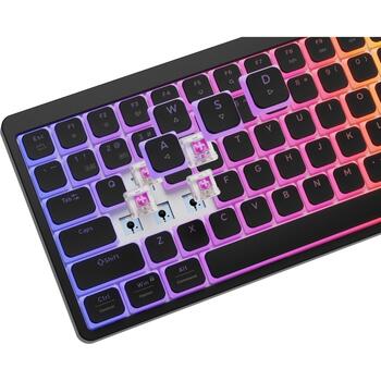 Genesis Thor 430 TKL spēļu klaviatūra NKG-2346, 3000 mAh, 2.4 GHz, Bluetooth, USB, US, lineārie slēdži, RGB, melna (NKG-2346)