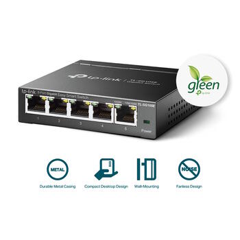 TP-Link TL-SG105E сетевой коммутатор Easy-Smart 5× Gigabit 10/100/1000 Mbps VLAN QoS IGMP Snooping чёрный (TL-SG105E)