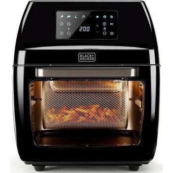 Black Decker Karstā gaisa friteris 12L ES9730030B, 1700W, 40-200°C, 6h taimeris, melns, digitālais displejs, nelīpošs (ES9730030B)