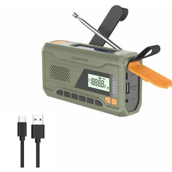 Manta Radio RDI401G, 3W, 0,3kg, USB, USB-C, austiņu miniligzda, 87,5-108MHz, 4500mAh, līdz 28h, SOS, signalizācija (RDI401G)