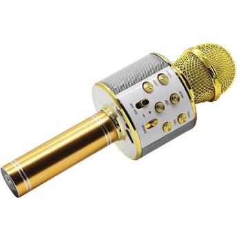 Manta MIC10-G Gold, караоке-микрофон с динамиком, 5 Вт, Bluetooth 5.0, MP3, micro SD, AUX, USB, модуляция голоса, эхо (MIC10-G)