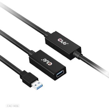 Club3D USB кабель CAC-1406, 15м, USB 3.2 Gen1 M/F, 5Gbps, 28AWG, кабель питания 1м (CAC-1406)