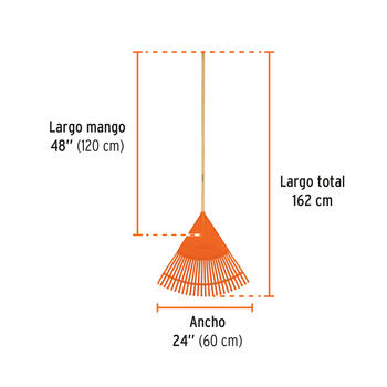 Lapu grābeklis, 26 elastīgi plastmasas zari, koka rokturis, 122 cm, EP-26F TRUPER (EP-26F)