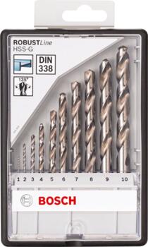 Metāla urbju komplekts HSS-G Robust Line (10gab.) 2607010535 BOSCH (2607010535)