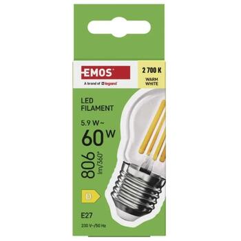 Emos LED лампочка Filament Mini Globe ZF6D42, 5,9 Вт, 806 лм, теплый белый, 230 В, 25 000 часов, E27 (ZF6D42)