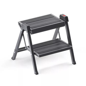 Hailo StepFix 034410001, salokāms pakāpienu soliņš, 2 pakāpieni, tērauds, melns, 150 kg, 35 cm (034410001)
