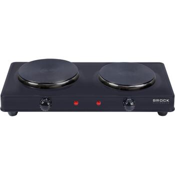 Brock EP 200 BK мини-плита, 2 конфорки, 2500 Вт, 18,5/15,5 см, 220-240 В, черный (EP 200 BK)