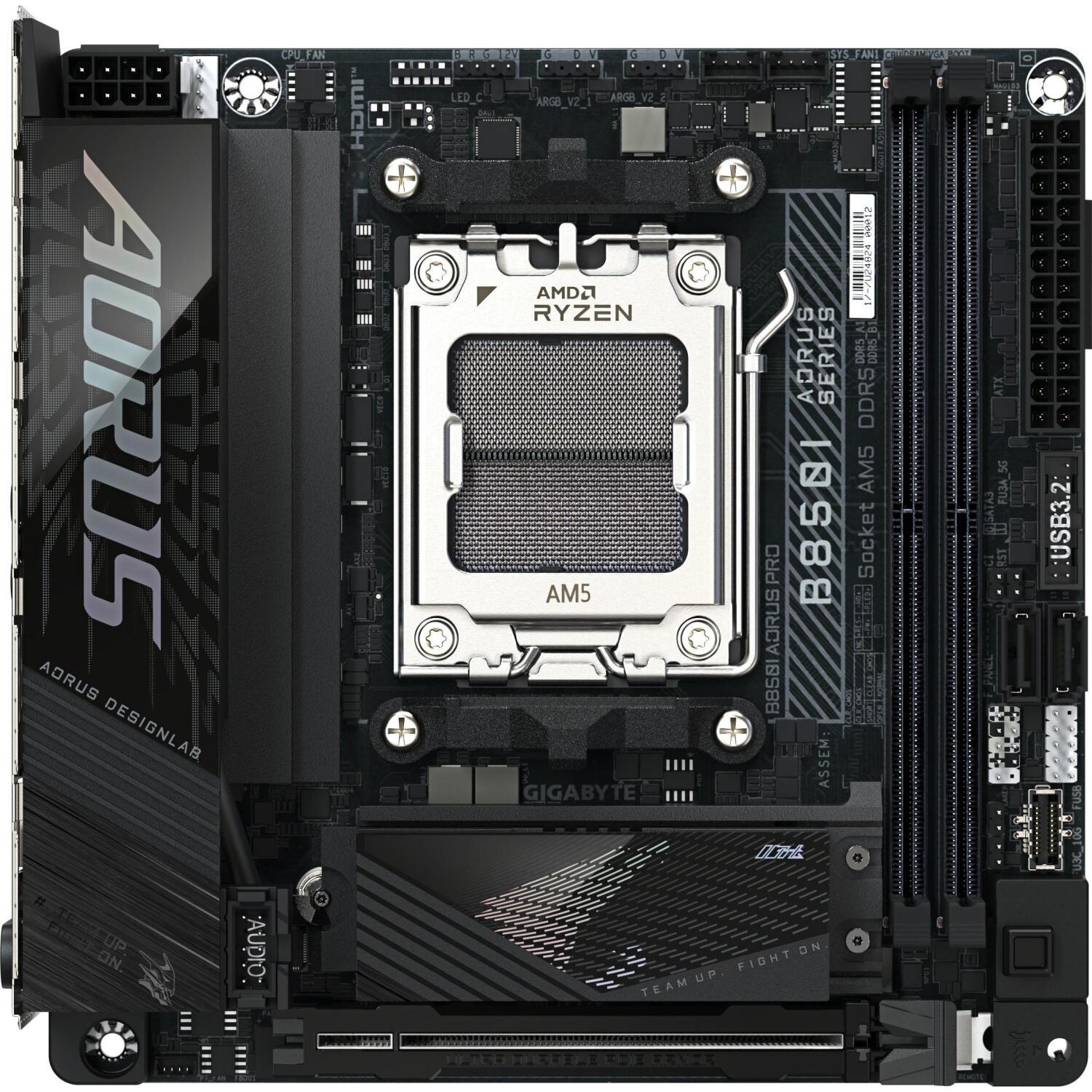 Gigabyte B850I AORUS PRO материнская плата, B850I AORUS PRO, 2.5GbE, 802.11a/b/g/n/ac/ax/be, Bluetooth 5.4, DDR5, 2xSATA, 2xM.2 (B850I AORUS PRO)