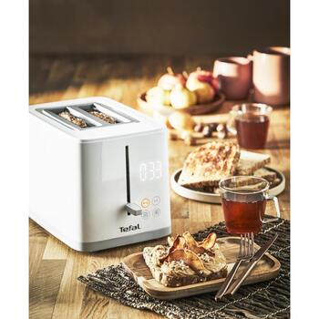 Tefal Тостер TT693110, 850 Вт, 2 слота, Пластик, Белый, 7 уровней поджаривания, Съемный лоток для крошек, Автоцентрирование (TT693110)