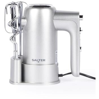 Salter EK5613BMMSVDE Aspen ручной миксер, 300 Вт, 5 скоростей, турбо, насадки из нержавеющей стали и крюки для теста, серебристый (EK5613BMMSVDE)
