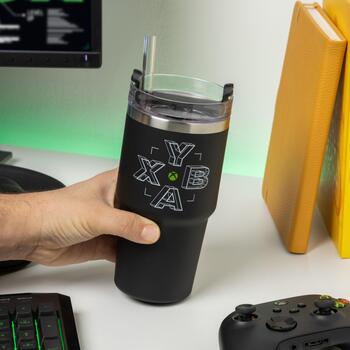 Paladone XBOX Gamer Cup PP14597XB, 0.6l, metāls, melns, 3 dzeršanas režīmi, izolēta, mīksts pieskāriens (PP14597XB)