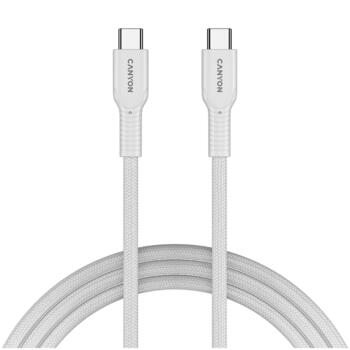 CANYON OnWire 60CL кабель USB-C для зарядки и передачи данных 60W PD плетёный 1м CND-CCAP60AB10W белый (CND-CCAP60AB10W)