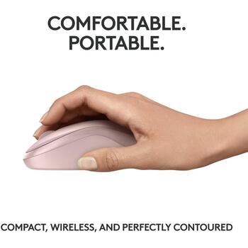 Logitech оптическая мышь M240 910-007121, 10м, 3 кнопки, батарея AA, розовая, эргономичная, тихий клик (910-007121)
