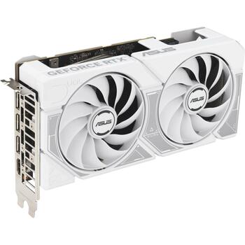 Asus Видеокарта DUAL-RTX5060-O8G-WHITE, 8 ГБ GDDR7, 3840 CUDA ядер, 2.5 слота, PCIe 5.0, 2 вентилятора, 7680 x 4320 (DUAL-RTX5060-O8G-WHITE)