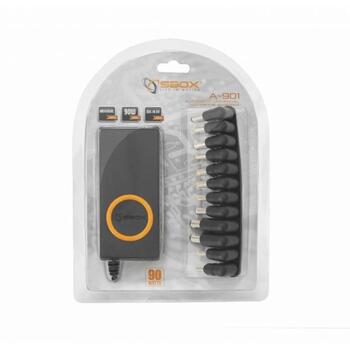 Sbox Зарядное устройство для ноутбуков A-901, 90 W, 100-240 V, 15-19 V, 12 разъемов, защита от перегрузки (A-901)
