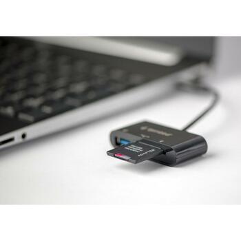 Gembird Читатель карт памяти UHB-CR3-02 USB 3.2 Gen 1 Type-C, поддерживает MicroSD/SD/SDHC/SDXC, 1 USB 2.0 порт, черный (UHB-CR3-02)