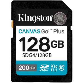 Kingston Карта SDXC SDG4/128GB, 128 ГБ, 200 МБ/с, C10, UHS-I, U3, V30 (SDG4/128GB)