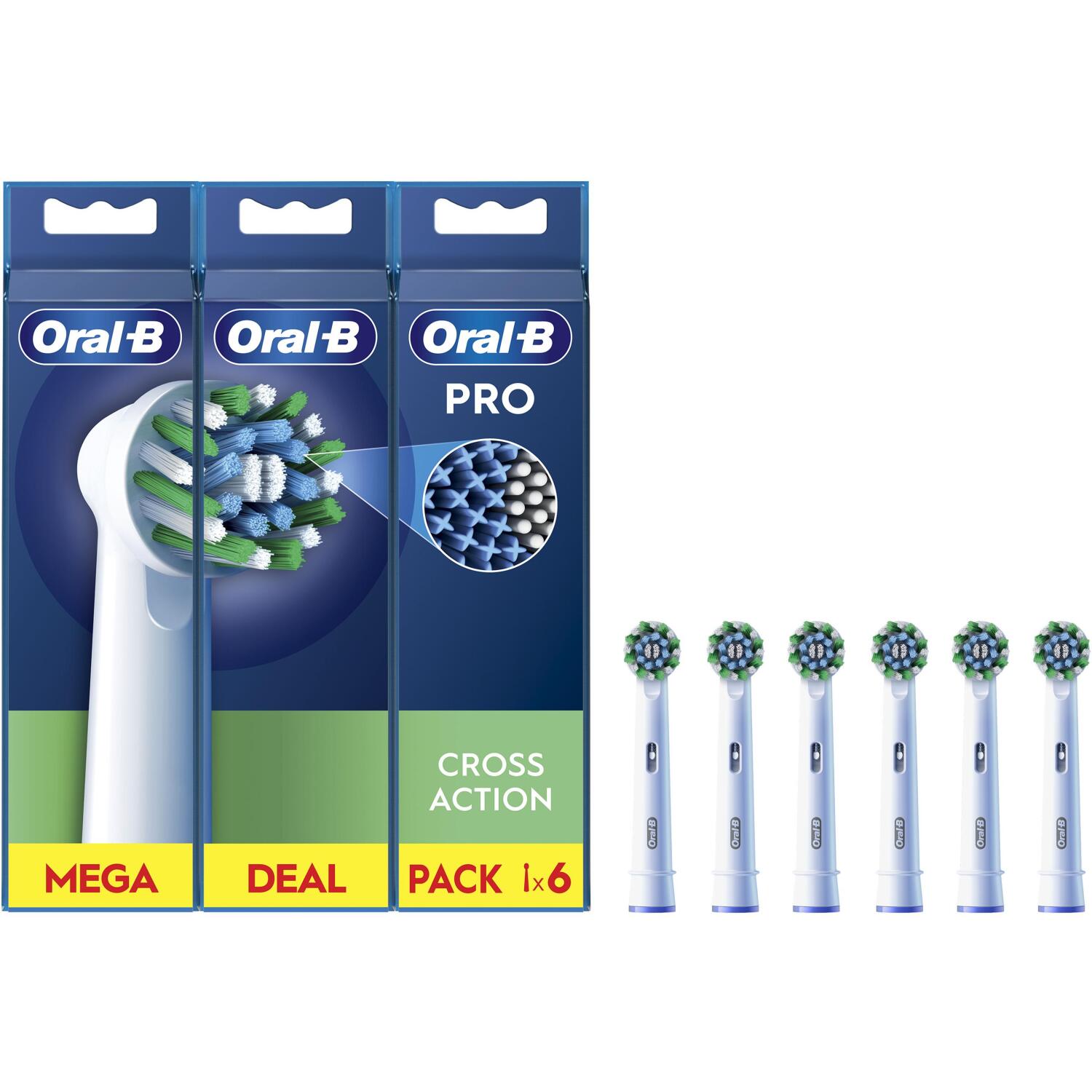 Oral-B nomaināmie zobu birstes uzgaļi EB50RX-6 Cross Action Pro, 6 gab, pieaugušajiem, balts (EB50RX-6)