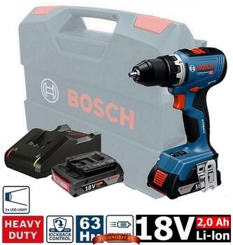 Akumulatora urbjmašīna GSR 18V-65, 2x2.0Ah, GAL 18V-20, L-Case 06019N3000 (06019N3000)