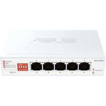 Asus QG-U1050 коммутатор, 90IG09Z0-MO3B00, 5x2,5GBase-T, белый, управление потоком, поддержка Jumbo кадров, изоляция портов (90IG09Z0-MO3B00)
