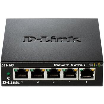 D-Link коммутатор DGS-105/E, 5x 10/100/1000 Mbps, L2, неуправляемый, 10 Gbit/s, QoS, IGMP Snooping, металлический корпус (DGS-105/E)
