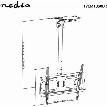 Nedis потолочный кронштейн для ТВ TVCM1350BK, 42-65 дюймов, VESA 100x100-600x400, 45кг, 15°, 360° (TVCM1350BK)