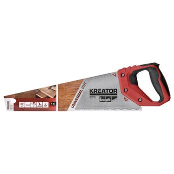 Kreator zāģis 400mm 7 TPI KRTH80001, 400mm, 7 TPI, mīksts pret slīdēšanu rokturis, leņķa vadītāji 45° un 90° (KRTH80001)